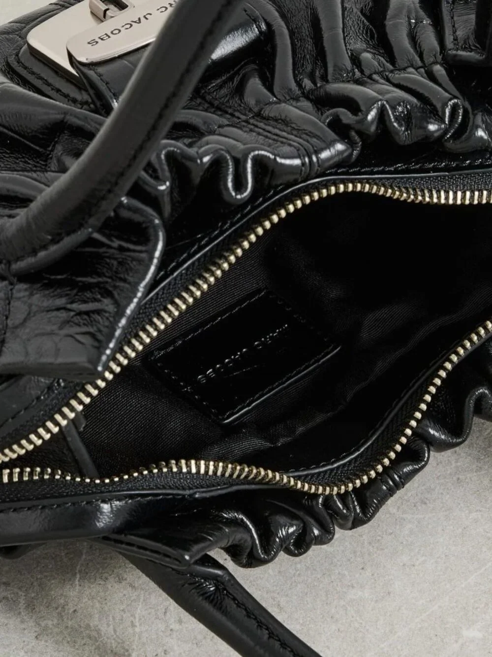 Marc Jacobs The Croc Cristina Small Leather Satchel - Black
